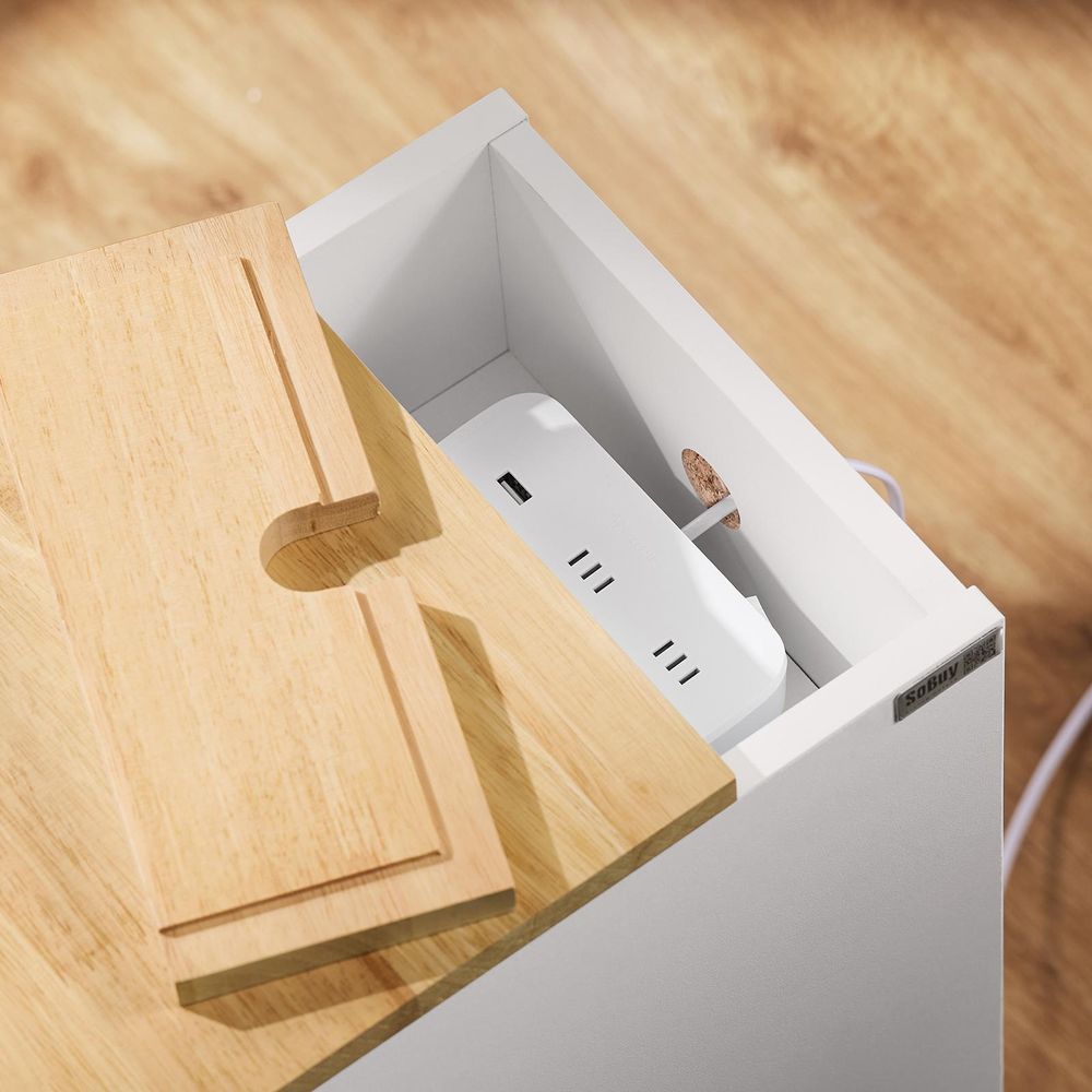 SoBuy Nachttisch schmal Nachtschrank Beistelltisch mit Schublade und Ablage Nachtkästchen Nightstand für Schlafzimmer Wohnzimmer Weiß FBT111-II-WN