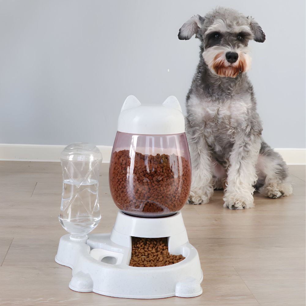 Futterspender und Wasserspender für Haustiere Set 2.2L und 0.5L zur Fütterung Hund und Katze Futterstation Futterautomat Trockenfutter Wasser Retoo