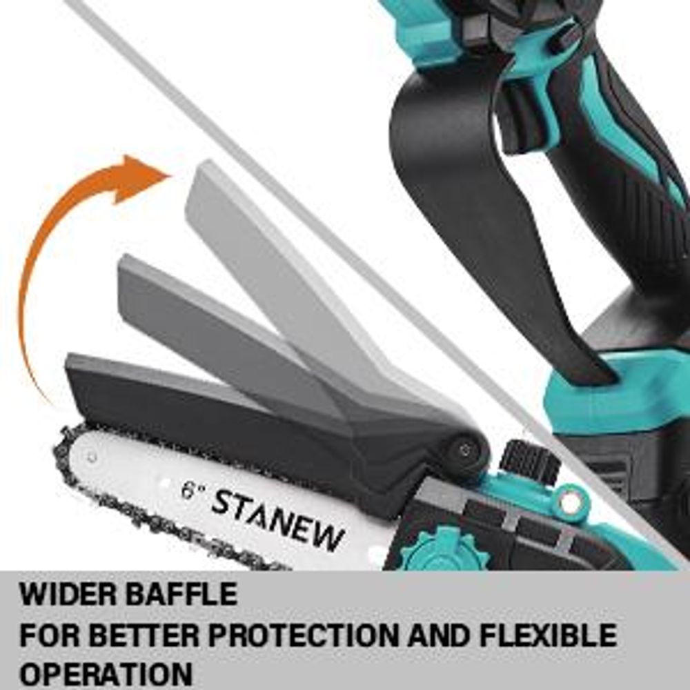 STANEW Mini Kettensäge mit 2 Akku 4000mAH & Ladegerät, 6 Zoll & 8 Zoll, 600 W bürstenloser Motor, für Gartenarbeit, Baumschnitt, Holz