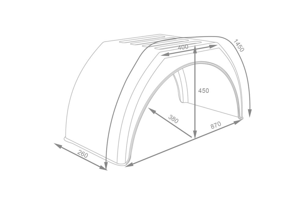 DOMAR DK3110 Einzelkotflügel 14-17 Zoll aus Kunststoff für Pkw-Anhänger 870x260 mm als stabiler schwarzer Radkasten