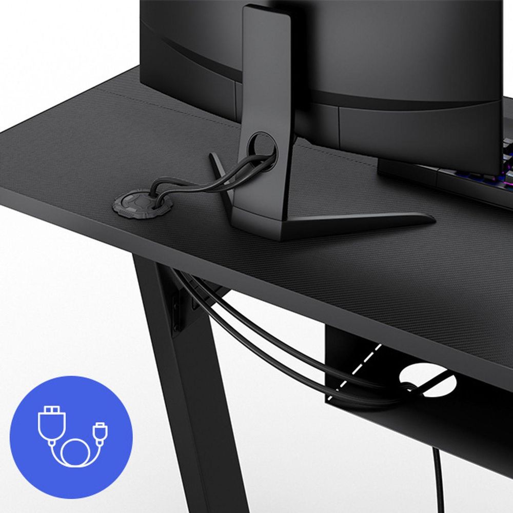 SENSE7 Nomad Cybernetic Gaming – biurko 140 x 60 cm XXL – podkładka pod mysz, biurko komputerowe, biurko dla graczy, organizacja kabli, uchwyt na zestaw słuchawkowy