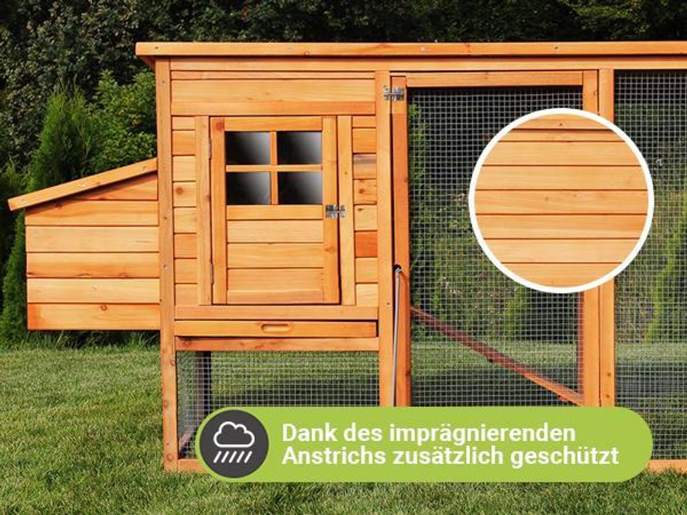 MyAnimal Hühnerstall MH-04 | Für 3-4 Hühner - Hühnerhaus - Nistkasten - Eiablage - Freilaufgehege - Wasserabweisendes Dach - Kleintierstall (Grau)