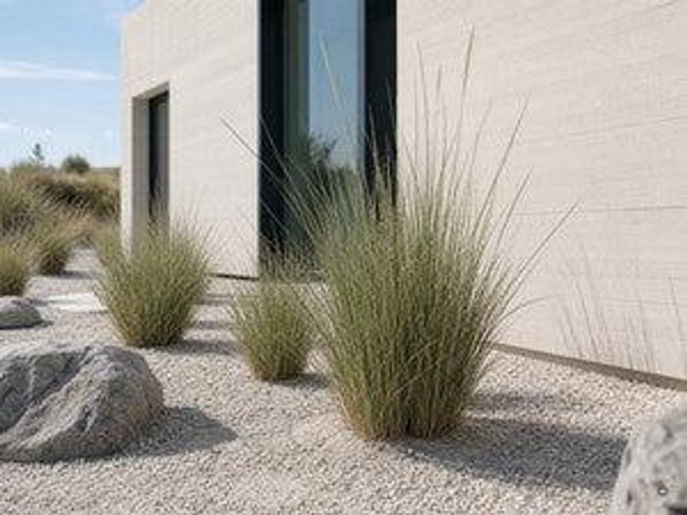 Puristischer Kies- und Splittgarten mit Strandhafer-Gruppen