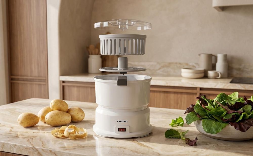 Melissa 16220008 - Kartoffelschäler mit Salatschleuder - 1000 g - 85 W - Weiß