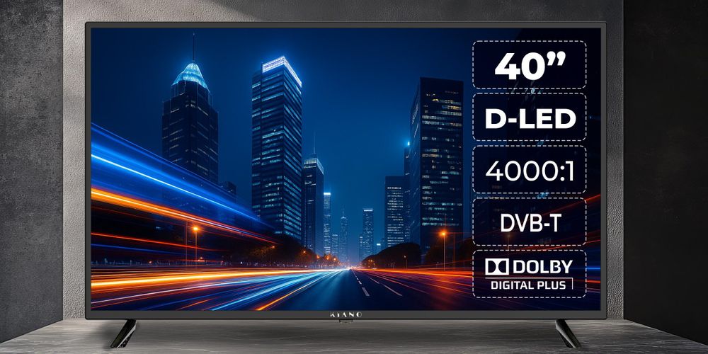 Kiano Fernseher 40 Zoll Slim - Full HD - LED TV - Dolby Digital Plus - DVB-T2/S2 - 100cm - PVR USB Aufnahme - 3x HDMI - CI+ - Hotelmodus - Schwarz
