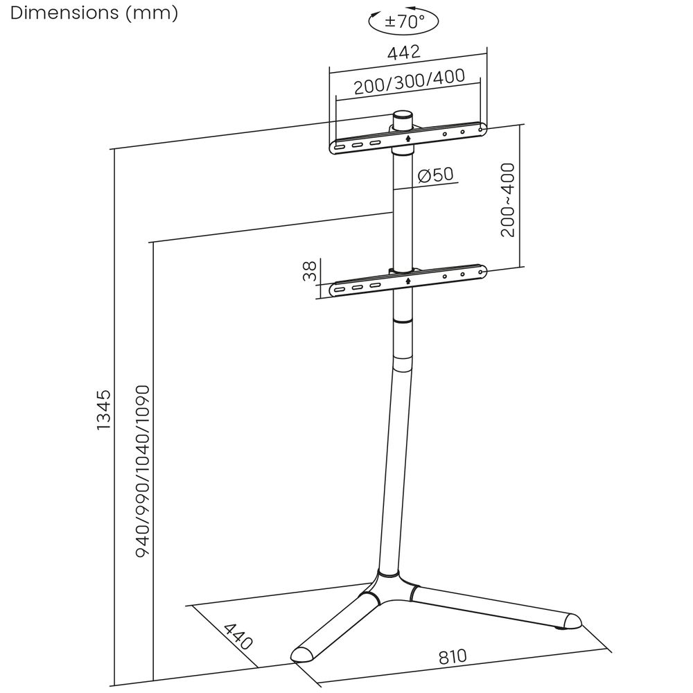 Maclean Bodenhalterung für TV 32-70" max. VESA 400x400 max. 40kg MC-494