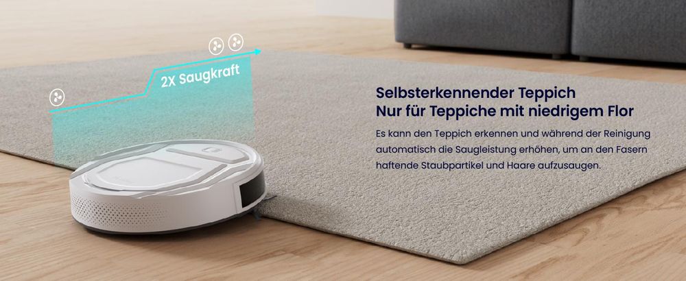 Lefant M210 Pro Saugroboter, 2200 Pa, flach 7,6 cm, 120 Min., Tierhaare, App & Alexa, Weiß