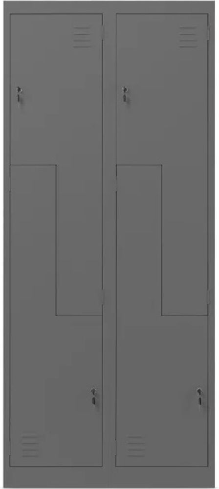 Jan Nowak Umkleideschrank Z02 Spind mit 4 Abteilen Kleiderspind Metallschrank Flügeltür Lüftungsschlitzen Pulverbeschichtung 185 cm x 80 cm x 45 cm, Farbe: Anthrazit
