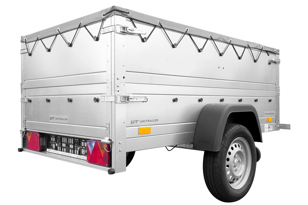 Kippbarer Pkw Anhänger GARDEN TRAILER 200 KIPP mit zusätzlichen Bordwänden, Stützrad und Flachplane