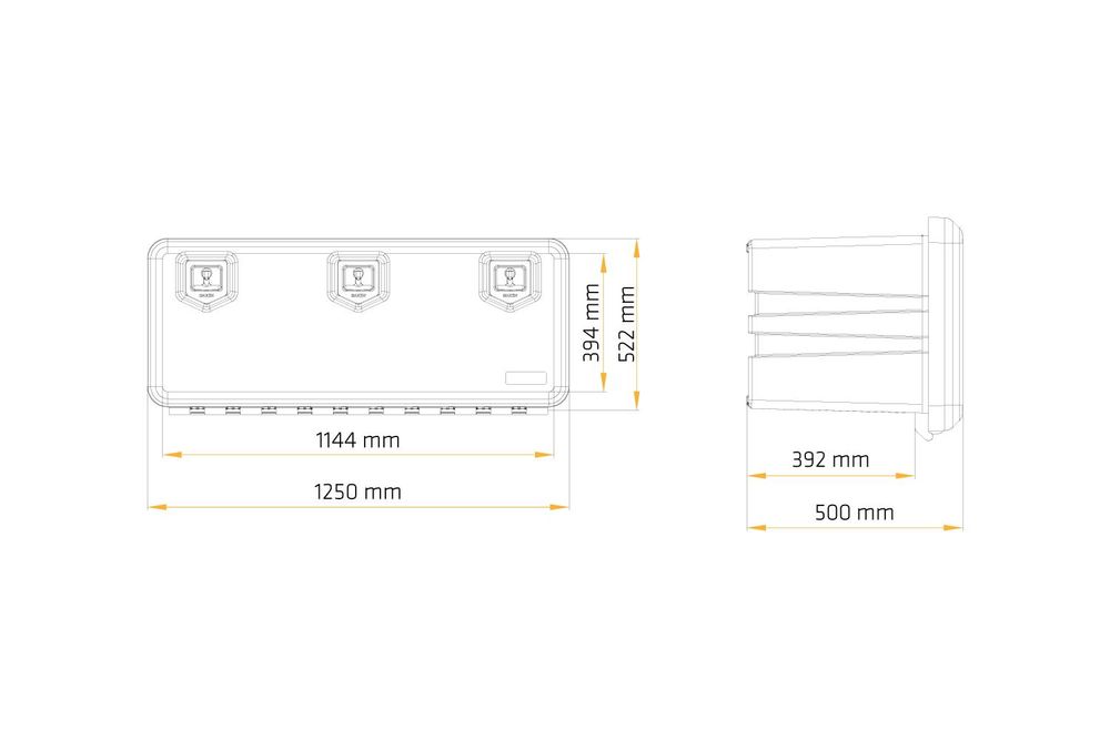 DAKEN ARKA 81209 Werkzeugkasten 203l Staukasten 1250x522x500 mm für LKW Anhänger Unterflurbox wasserdicht