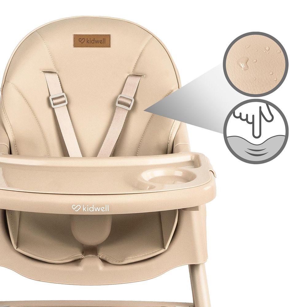 Kidwell TINTO 2-in-1 Kinderhochstuhl - mitwachsender Hochstuhl & Kinderstuhl, klappbar, Doppeltablett, ab 6 Monaten bis 6 Jahre, Beige