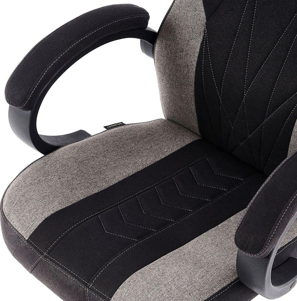 SENSE7 Prism Gaming Krzesło materiałowe czarno-szare – ergonomiczne krzesło biurowe Krzesło do komputera Krzesło dla graczy FlowTech™, pianka HR, tkanina HDF™