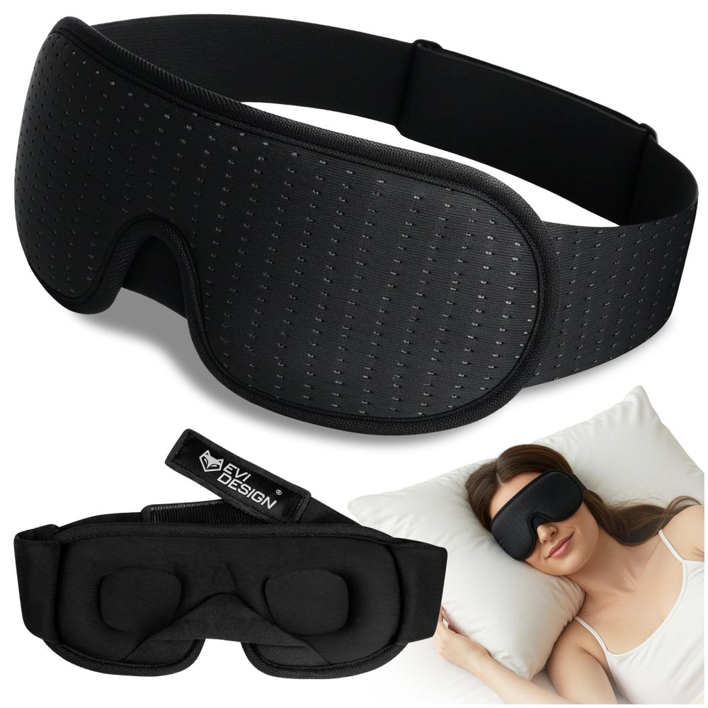Schlafmaske 3D für Damen & Herren, Augenmaske Verdunkelnd aus Memory Foam, ergonomische Nachtmaske atmungsaktiv & druckfrei, EVI DESIGN Somnia