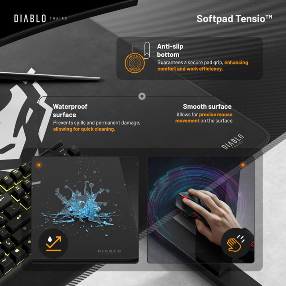 Diablo herní stůl elektrický X-Tensio počítačový stůl kancelářský stůl paměťová funkce dotykový displej výškově nastavitelný 140 cm