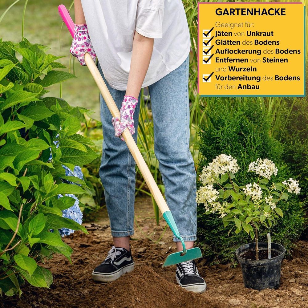KADAX Gartenwerkzeug-Set "Orum", Metall Spaten, Rechen und Hacke, , inclusive Handschuhe, Schaufeln & Spaten