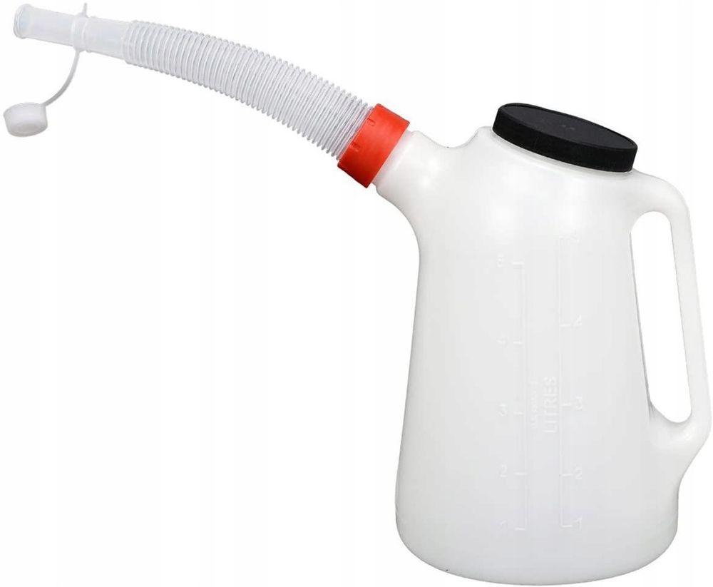LUXTOM | Ölkanne, 5L Weiß, Füllkanne, Messbecher, Messkanne, Universalkanne, Messbecher, Einfüll-Kanne für Öl