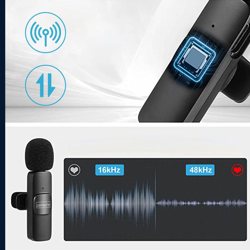 Mini-Mikrofon - Ansteckmikrofon - kabellos - Kondensator - Schwarz - USB-C - Bluetooth Mikrofon