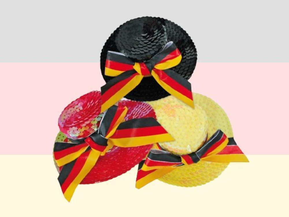 Minihut "FAN" mit Haarclip, Deutschland, Fahne, Paillettenhütchen (Rot)