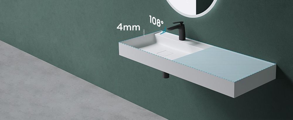 Mai & Mai Waschbecken Aufsatzwaschbecken H?ngewaschbecken matt Wei? inkl. Ablaufgarnitur Mineralguss Waschplatz Breite: 50cm Colossum630