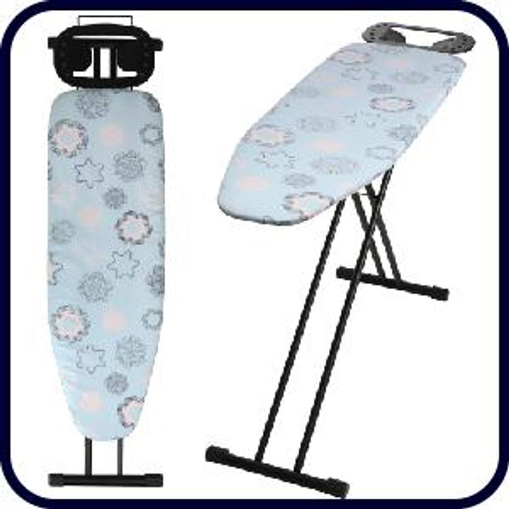 KADAX Bügelbrett "Esio", Bügeltisch, Dampfbügelbrett mit Antirutschfüßen und höhenverstellbarer, 160 cm, Blau