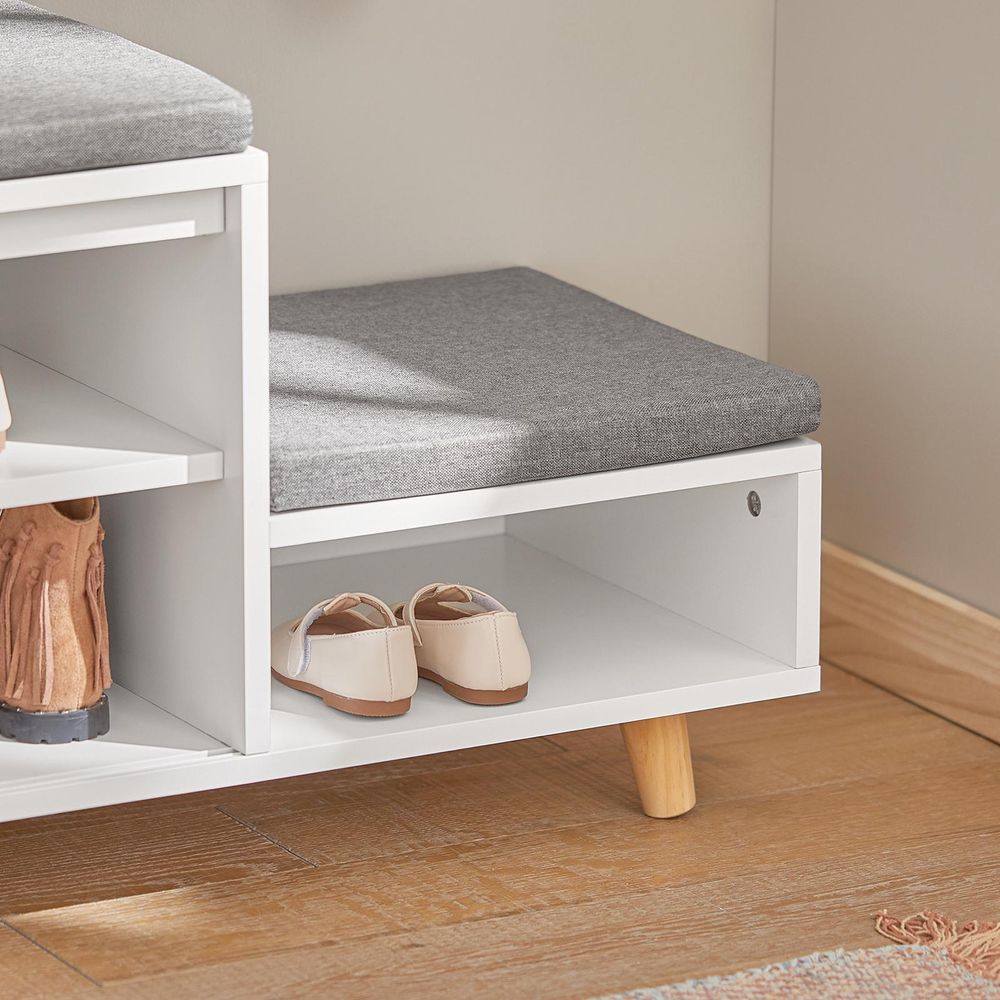 SoBuy FSR125-WN Schuhbank mit 2 Sitzflächen und 1 Schiebetür Sitzbank mit Stauraum Schuhschrank Dielenbank Schuhtruhe Sitzkommode für Kinder Schuhregal BHT ca.: 101x46x35cm