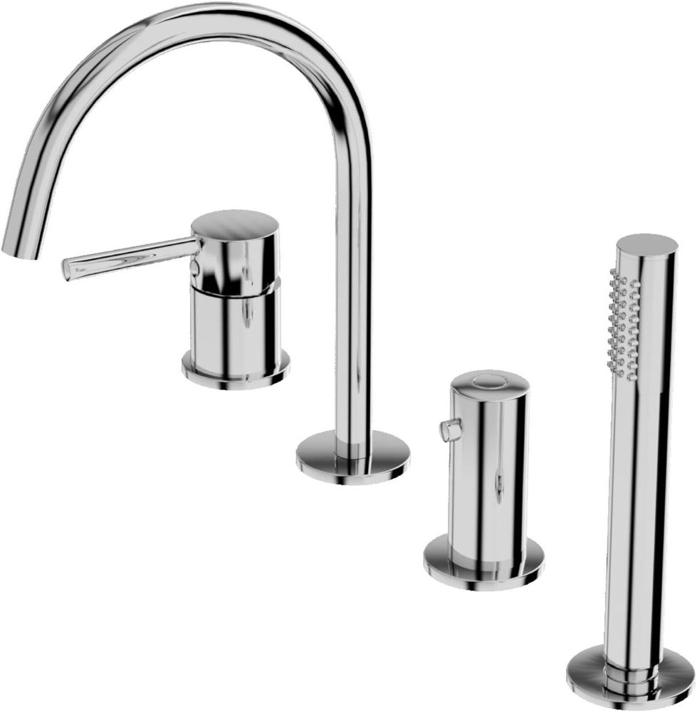 Lavita Orion 4-Loch Badewannenarmatur in Chrom | Wannenbatterie | Wasserhahn Bad s Design Armatur