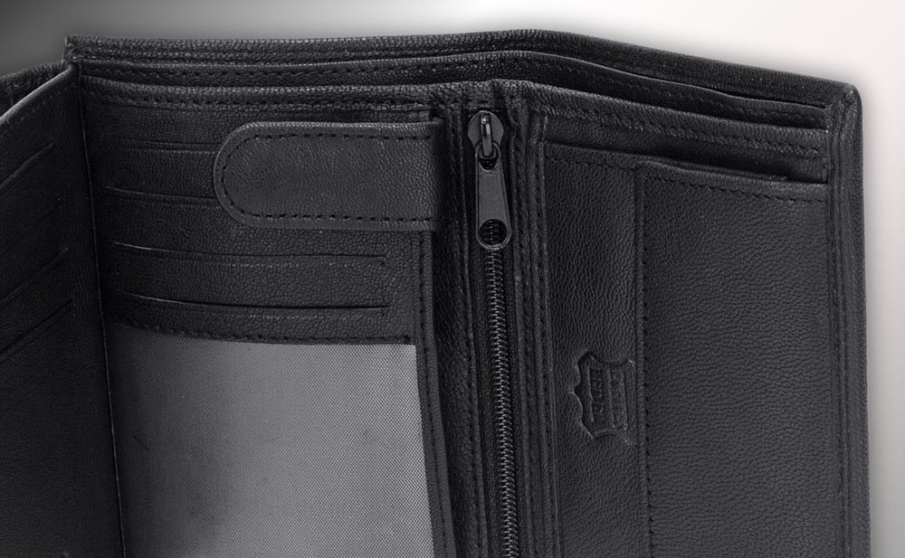 Frentree® Herren Leder Geldbörse mit RFID Schutz, 11 Kartenfächer, Hochformat Portemonnaie, Schwarz