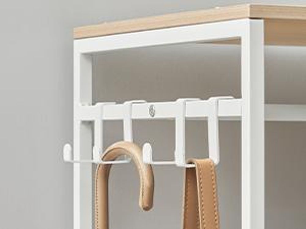 SONGMICS Kleiderschrank offen, Garderobenständer mit Kleiderstange, Ablagen, abnehmbare Haken, 40 x 94,5 x 180 cm, Naturbeige