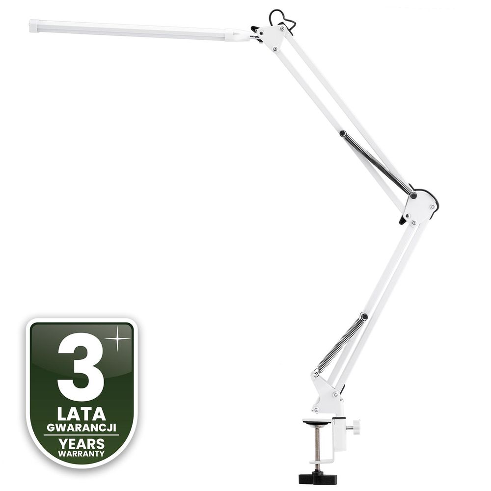 LUMILED LED 8W Schreibtischlampe Schwenkarm Büro Weiß Tischlampe Helligkeit Einstellbarer CCT Farbwechsel USB Verstellbarer Arm Klemme Dimmbar
