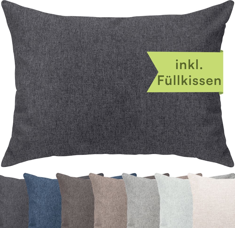 Selfitex Dekokissen XXL 60x80 inkl. Füllkissen, kuschelweiches Lesekissen, Rückenkissen, Sofakissen, für Couch, Bett (Farbe: Anthrazit)