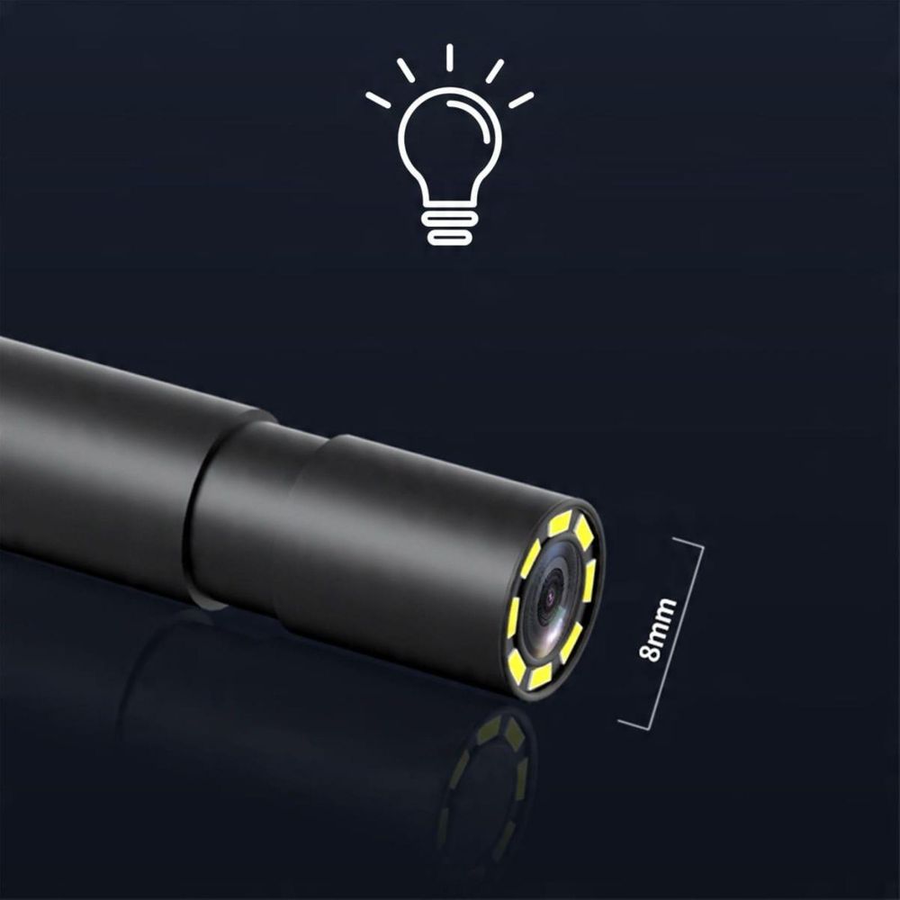 Endoskop - kamera inspekcyjna - kamera warsztatowa - z wyświetlaczem IPS - do rur - USB-C - 5 m