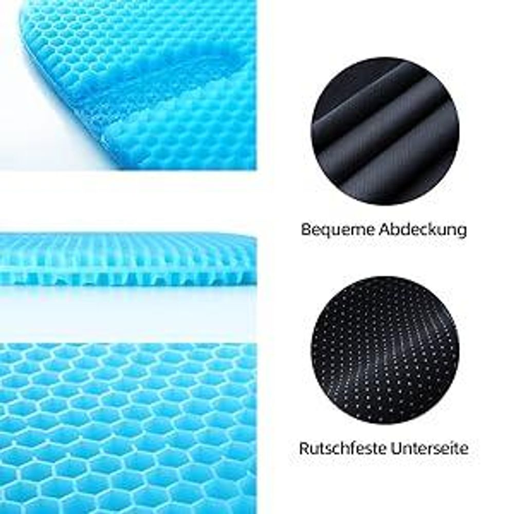 Gel Sitzkissen, Gelkissen, Orthopädisches Sitzkissen, Memory Foam Sitzkissen, Ergonomisches Sitzkissen, Linderung von Rücken- und Hüftschmerzen