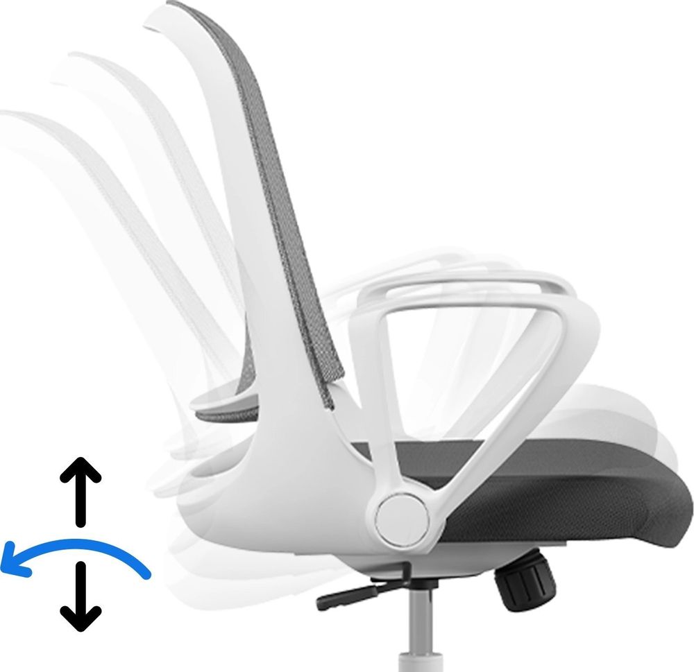 SENSE7 Sopty Ergonomischer Bürostuhl Schreibtischstuhl Weiß Klappbare Armlehnen Netzrücken Wippfunktion Homeoffice Office Chair Gummirollen 120 kg
