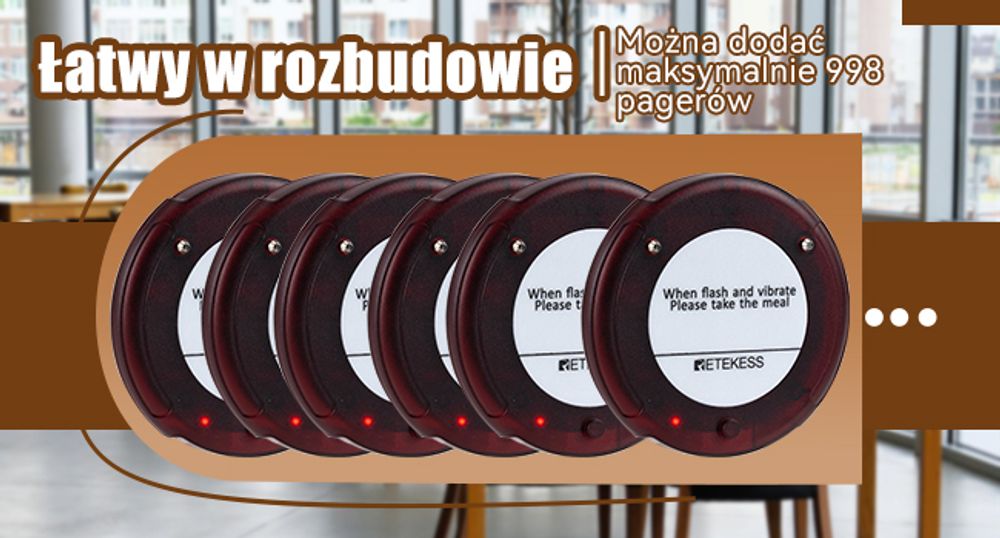 Retekess Restauracja Pager,20 Pagerów,400M,ładowarka ze stali nierdzewnej,wodoodporny, Bezprzewodowy System Przywoławczy dla Gastro Miasto i hotelarst