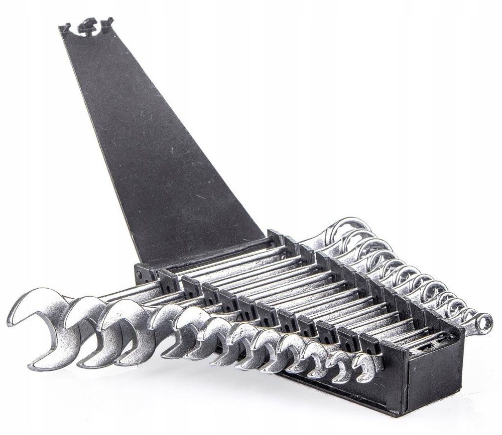 Klucze oczkowo-płaskie, 12 szt, 6-22 mm, zestaw, CrV, ocynkowane