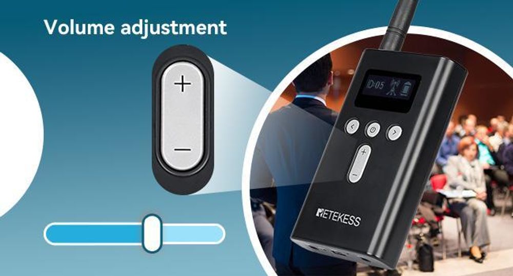Průvodcovský systém Retekess T130S, 100M audio průvodce, 49 kanálů, D-sluchátka, bezdrátový průvodcovský systém pro turistiku, prohlídky továren