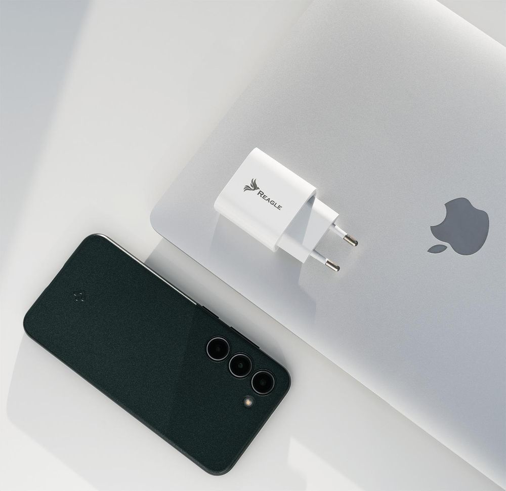Schnelles Ladegerät 35W USB C PD 3.0 USB A QC 3.0 für iPhone 15 Pro Max Samsung Galaxy S24 S23 Ultra Xiaomi Oppo Huawei Netzteil Stecker Reagle Weiß