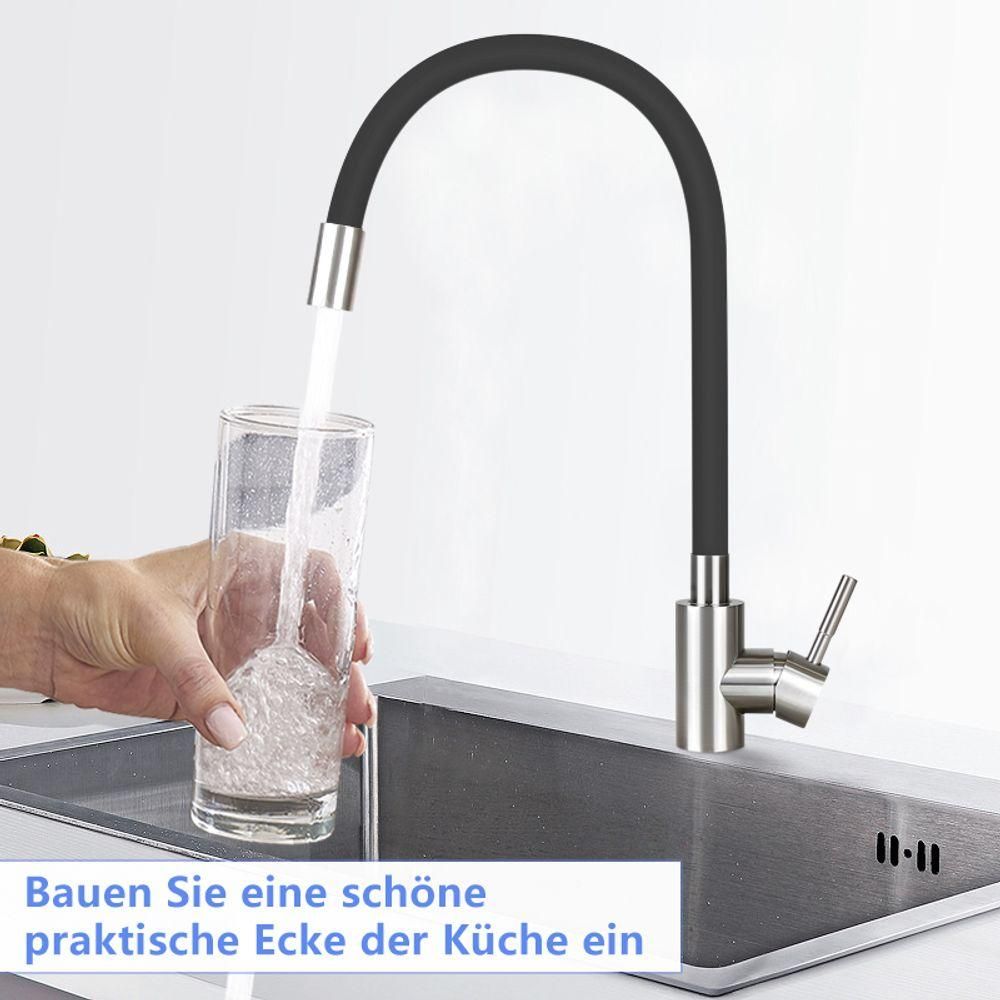 ZMH Küchenarmatur Wasserhahn Küche Hochdruck Armatur Edelstahl Mischbatterie 360°Schwenkbar Spültischarmatur Küchenwasserhahn flexibler spülarmature