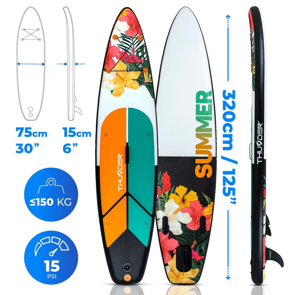 Thunder Nox 320 Stand Up Paddle Board 320 x 75 x 15 cm Orange Weiß 150 kg
