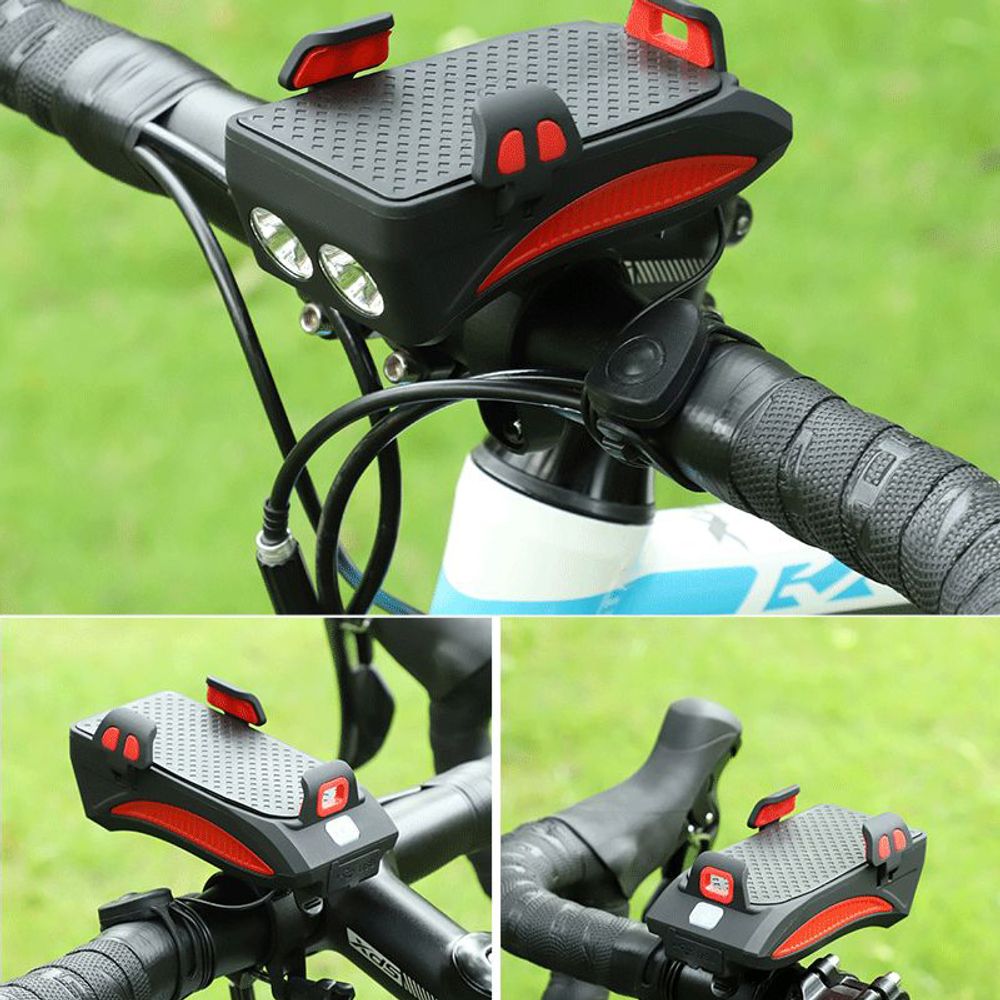 Fahrrad Handyhalterung mit LED Lampe Universal Bike Halterung Smartphone Lenker Halter für Handy Smartphone 360° Drehbar Schwarz Motorrad Scooter iPhone Samsung Retoo
