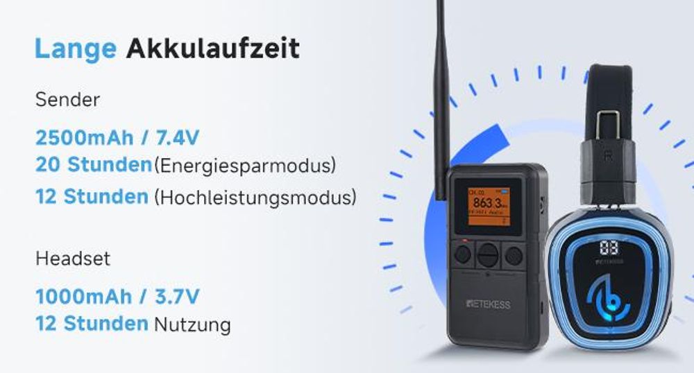 Retekess TA003P-TA004S Kopfhörer für Team-Fitness, Yoga, Freihändig, Hi-Fi-Audioqualität, 12H, Verstellbare Ohrmuscheln, Geeignet für Stille Disco