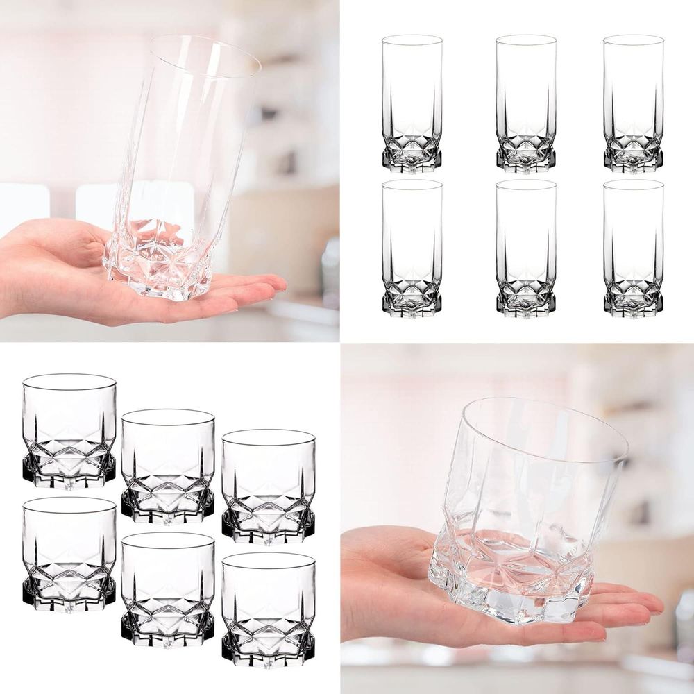 KADAX Trinkgläser aus Glas, Getränkegläser "Anzio", 12er Set, hoch, 325ml