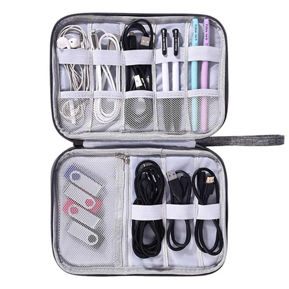 Universal Kabel Organizer Tasche Reise Elektronische Kabeltasche Elektronik Tasche Elektronik-Organizer Kabel Zubehör Festplatte Powerbank Grau L Retoo