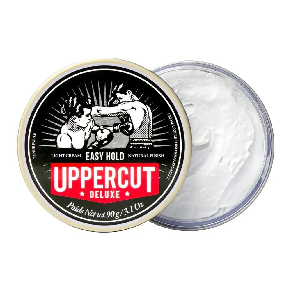 Otwarte opakowanie Uppercut Deluxe Easy Hold Pomade z widoczną zawartością