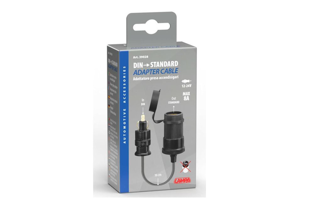 DIN adaptér pre zásuvku zapaľovača cigariet LAMP 39028 adaptér 12/24V 8A