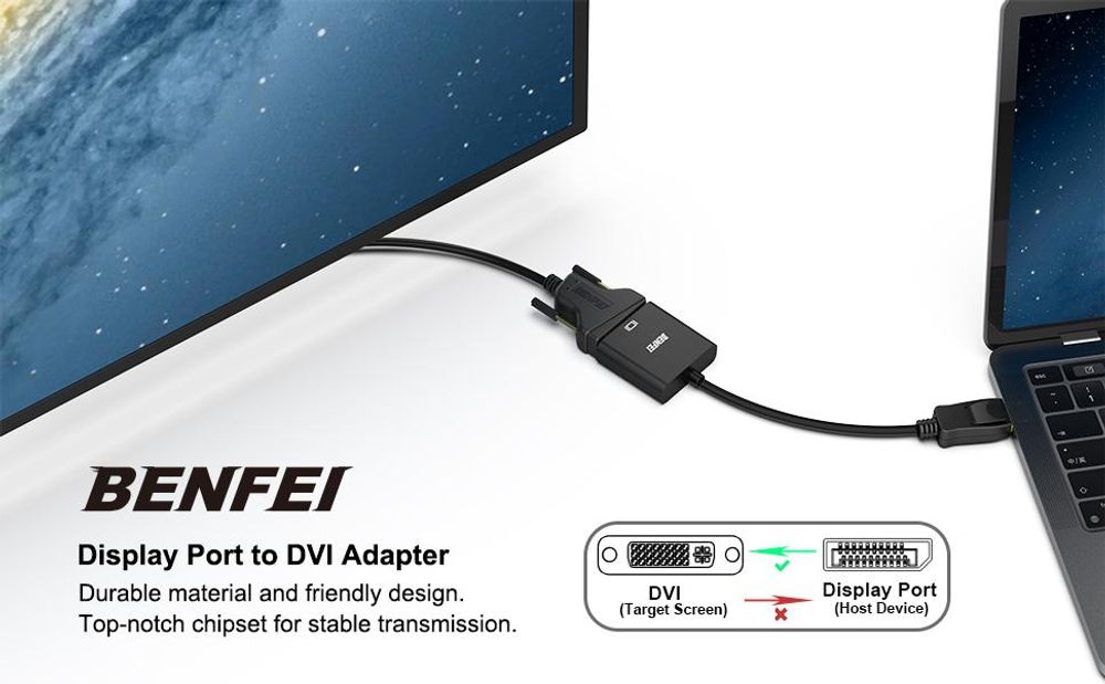 BENFEI Kabeladapter DisplayPort auf DVI Adapter DP zu DVI Konverter