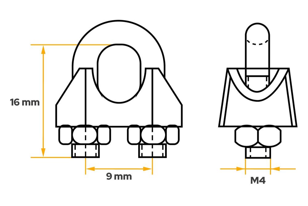 DROMET Seilklemme ZL.3 für 3mm Stahlseile | M4 Bügelklemme verzinkt DIN 741