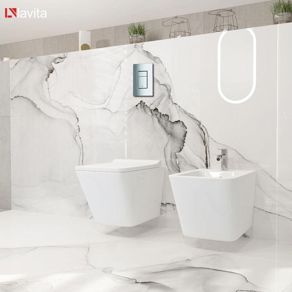 GROHE Vorwandelement Solido + Wand Hänge WC Lago Weiß Spülrandlos + WC-Sitz SoftClose | Verchromter Knopf | Komplettset | Unterputz Spülkasten | Toilette Komplett Sett