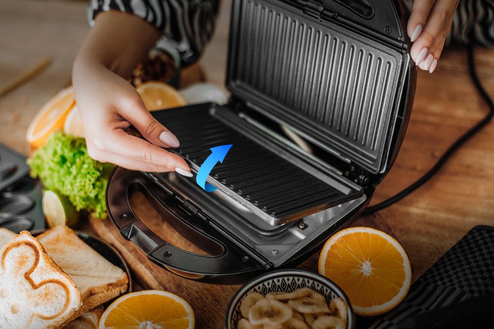 LEHMANN 5 en 1 Appareil à sandwich avec 5 différentes formes - Gaufrier, Grill, Panini, Sandwich et Mini-gâteaux - 800W
