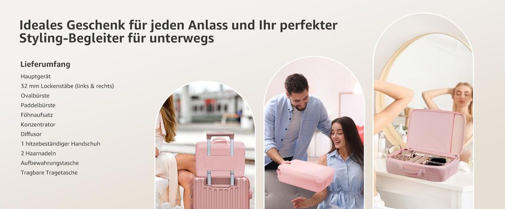 MCURO Warmluftbürste 7-in-1 Multihaarstyler 110000 U/Min,Lockenstab Auto-Wrap Ionen Föhn Airstyler,Hairstyler,Haartrockner,Lockenstab & Glätteisen,mit Reisebox